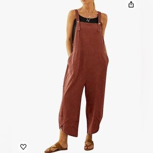 NWOT burnt orange cotton mix overalls